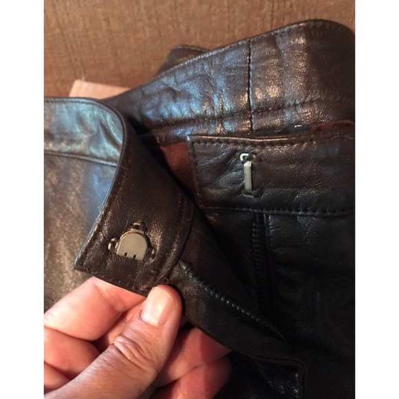 Vintage Dark Brown Leather Pants Size 2 - Picture 2 of 5